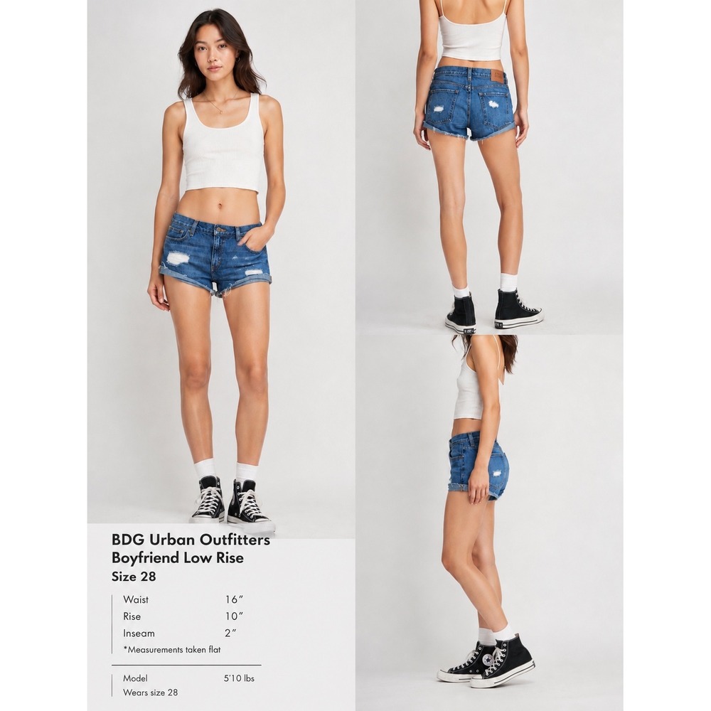 BDG Urban Outfitters Boyfriend Low-Rise Distressed Denim Shorts Blue Size 28